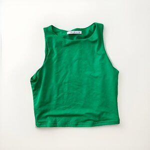 ReoRia Green Sleeveless Fitted Crop Tank Top Size Small Vibrant Bright